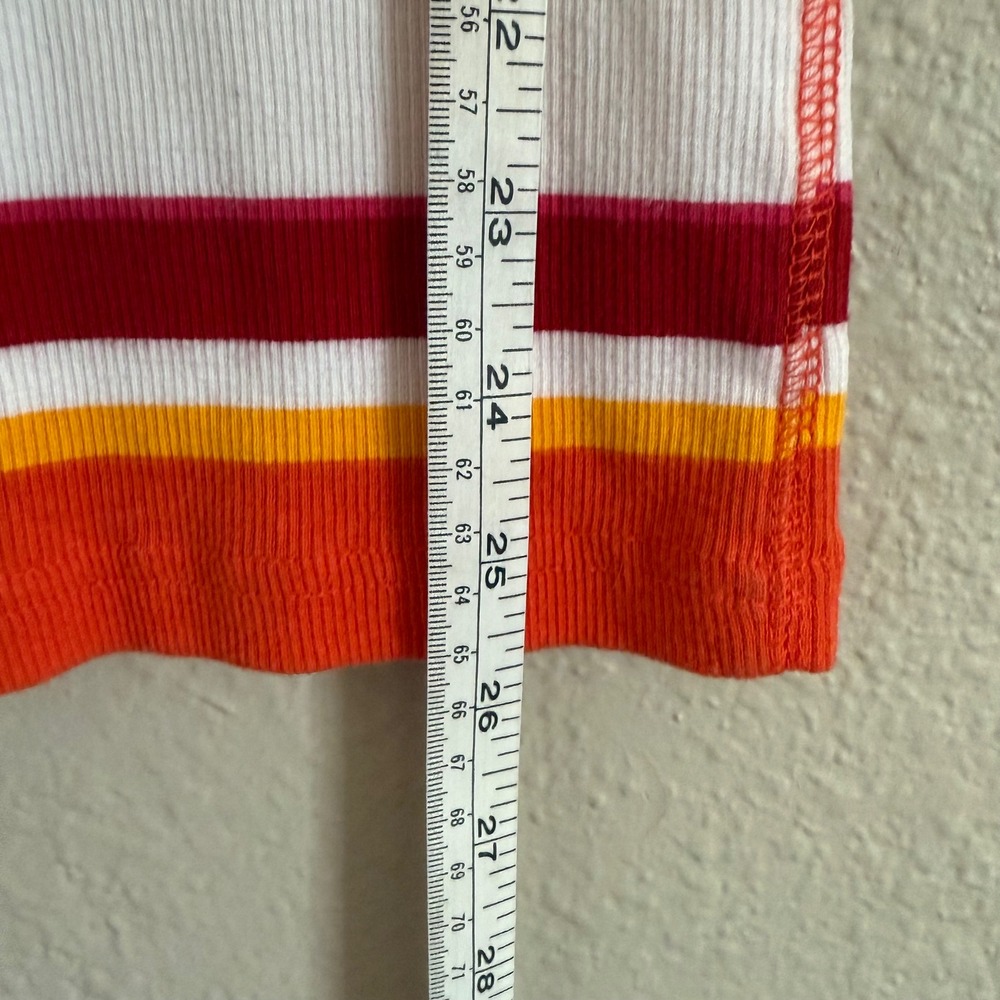 Y2K Womens Medium Striped Tank Top Colorful Long Fitted Ribbed Bright Layering‎ - Picture 4 of 6